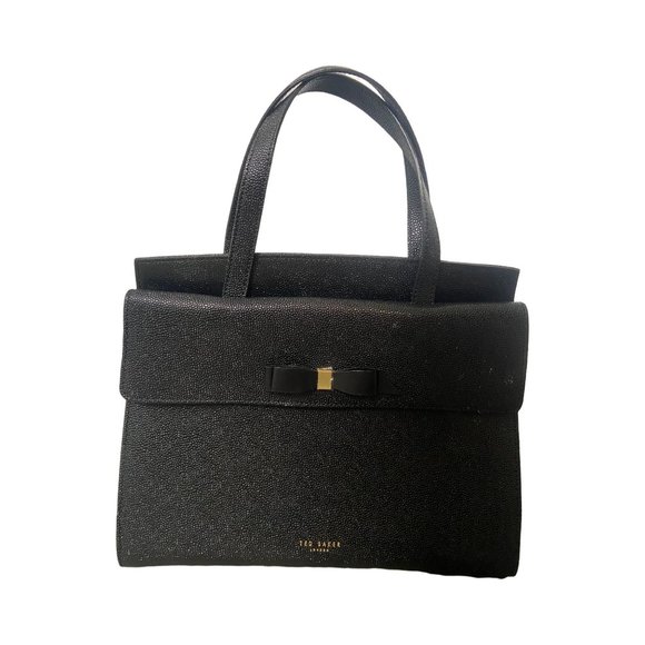 Ted Baker NWOT Bow Shoulder Bag with Removable Strap Black Gold Medium - Picture 2 of 8